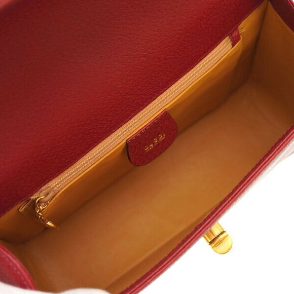 Gucci Bamboo shoulder handbag red leather Stop - Picture 5 of 8